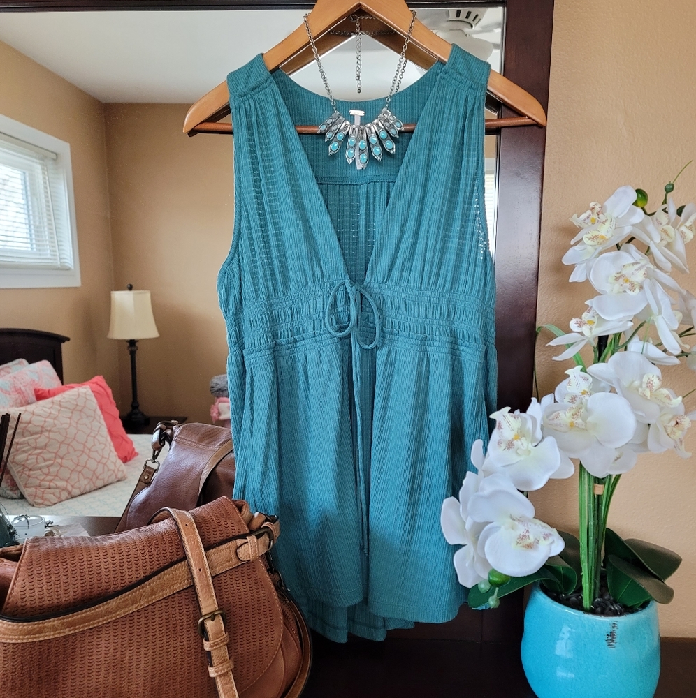 Teal Free People Tunic